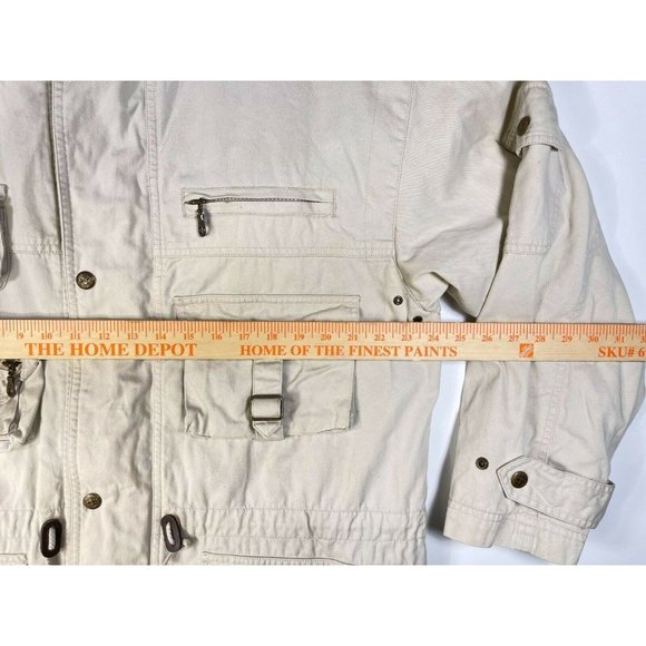 Vintage 90s Woolrich Beige Cotton Utility Work Jacket Mens Size Large Made in Ma - Picture 3 of 10
